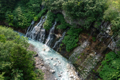 Biei, Shirahige Waterfall, Shirogane bridge (Blue river bridge), 白金橋 (ブルーリバー橋)
